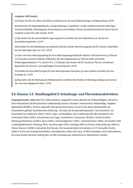 Seite aus einer Prüfungssimulation MEISTER III